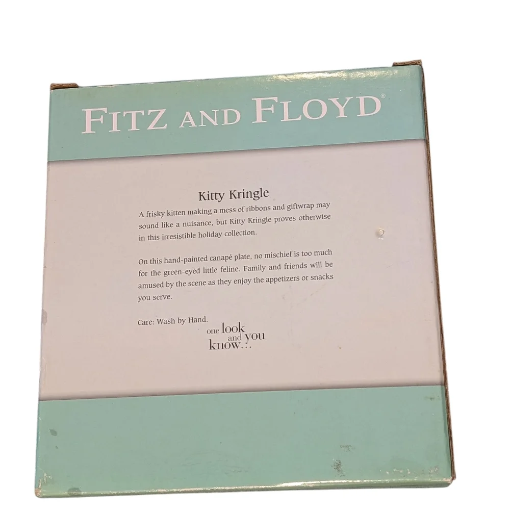 Vintage Ceramic Fitz & Floyd Essentials Kitty Kringle Christmas Serving‎ Platter